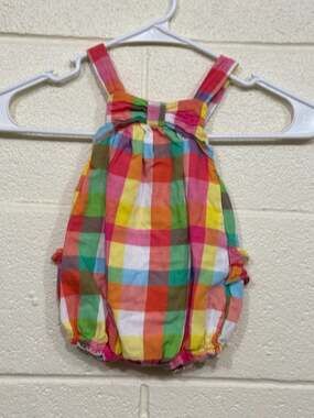 Absorba Rainbow Plaid Ruffled Romper - Size 3-6m